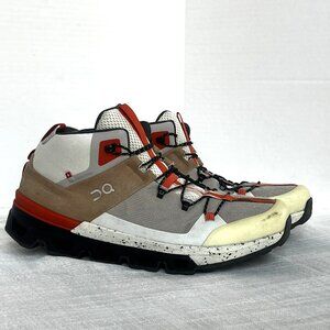 On Cloudtrax Men's Hiking Boots Trail Swiss Sneakers - Chai/Ivory/Orange sz 11.5